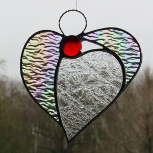 Stained Glass(Angel Heart) in textured glass and rich red head
