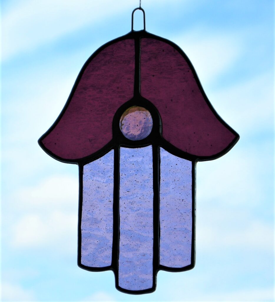Stained Glass (Hamsa Hand) in textured glass Witney Stained Glass