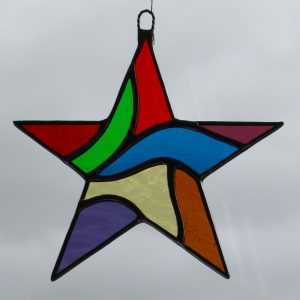 Stained Glass Star in a mixture of coloured textured glass (1)