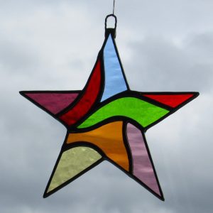 Stained Glass Star in a mixture of coloured textured glass (3)