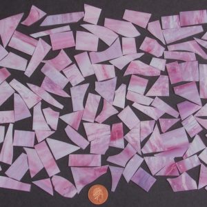 Stained Glass pieces (pink and white streaky textured glass) off cuts...small pieces of glass