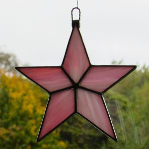 Stained Glass Star in a pink and white streaky textured glass