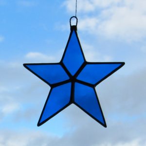 Stained Glass Star in an aqua blue textured glass