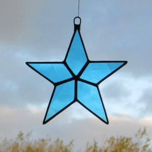 Stained Glass Star in a sky blue textured glass